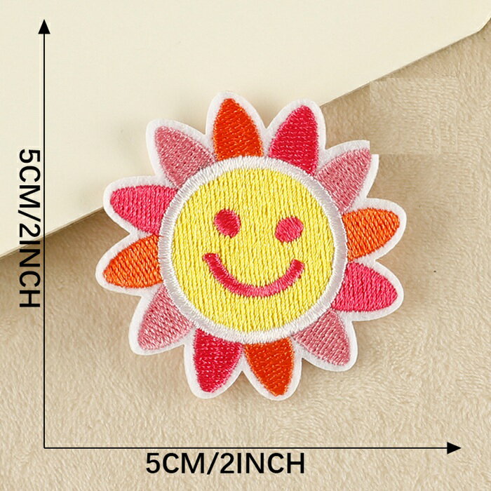 太陽 ワッペン アップリケ アイロン接着 モチーフ 入学 入園 1枚入り
