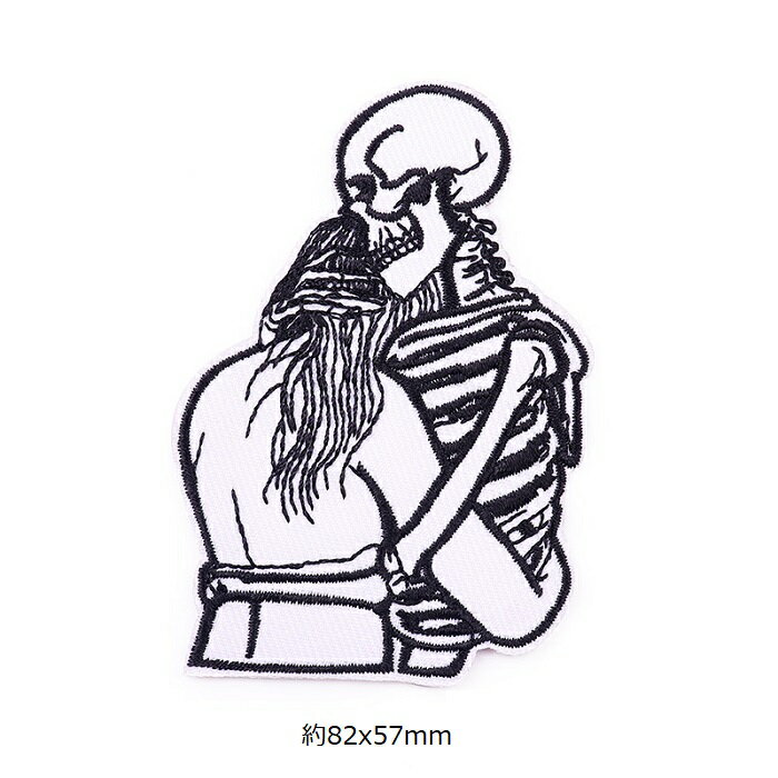 ドクロ ゴースト もう一度抱きしめたい 髑髏 ワッペン アップリケ アイロン対応 1枚