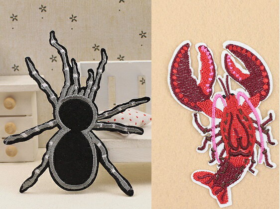 蜘蛛 エビ クモ ワッペン ハロウィン アップリケ アイロン対応 1枚