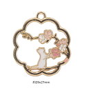 猫 ネコ 花見 チャーム ピアスパーツ アクセサリーパーツ 1個