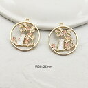 猫 花見 チャーム アクセサリーパーツ ピアスパーツ 手芸材料 1個