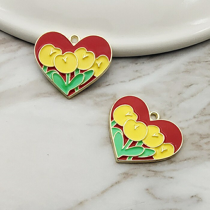 ハート チューリップ フラワー 花 チャーム ピアスパーツ アクセサリーパーツ 1個