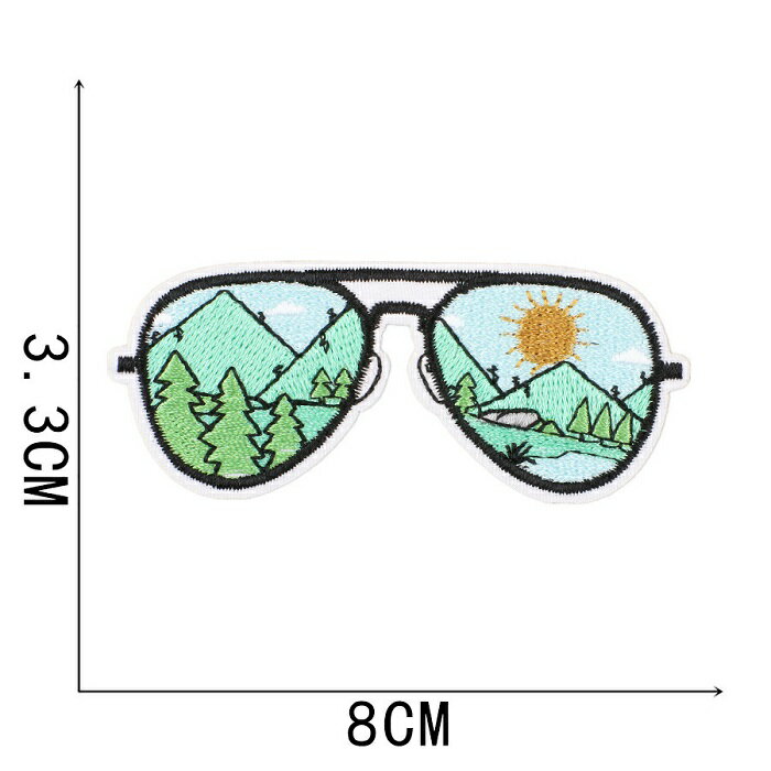 キャンプ メガネ 山 眼鏡 ワッペン アップリケ アイロン対応 1枚