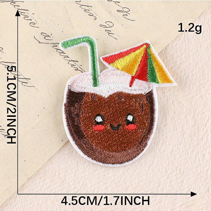 ジュース ココナッツ ワッペン アイロン対応 アップリケ 1枚