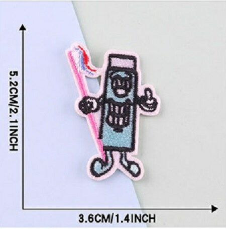 歯磨き粉 歯ブラシ ワッペン アップリケ アイロン対応 1枚