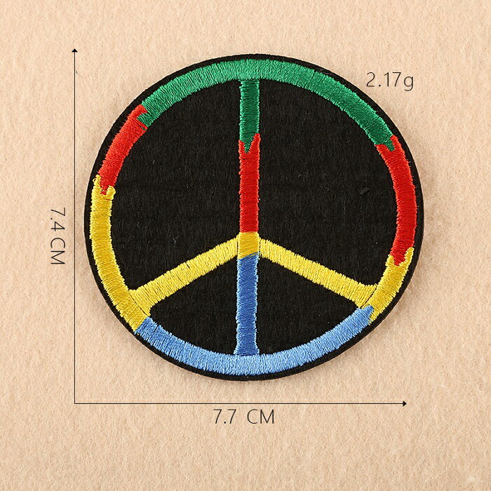 ピース 平和 和平 ワッペン 平和マーク アップリケ アイロン対応 手芸材料 1枚