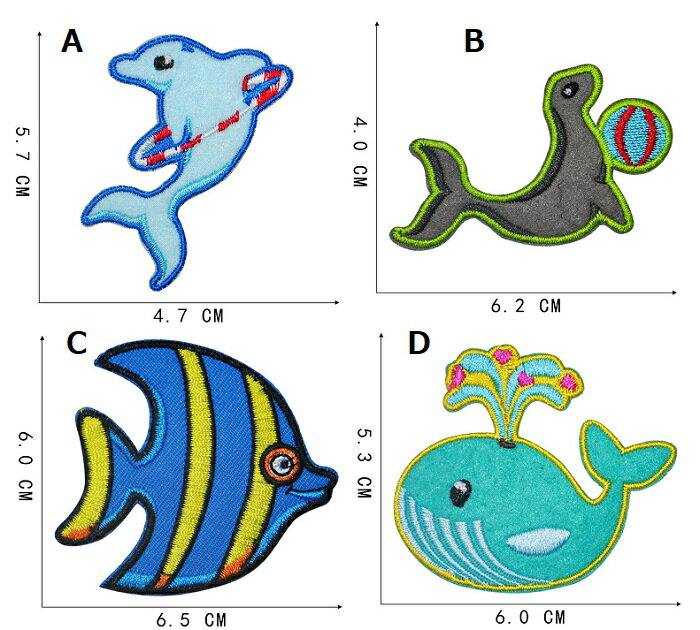 イルカ 魚 ラッコ 海豹 クジラ ワッペン アップリケ アイロン対応 手芸材料 1枚