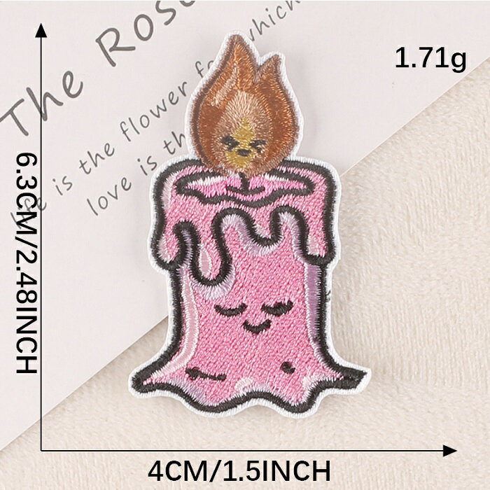 ロウソク 蝋燭 ワッペン アイロン対応 アップリケ 手芸材料 1枚