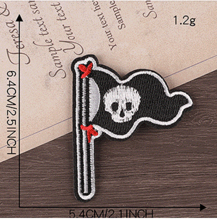 旗 海賊旗 ワッペン アップリケ アイロン対応 1枚