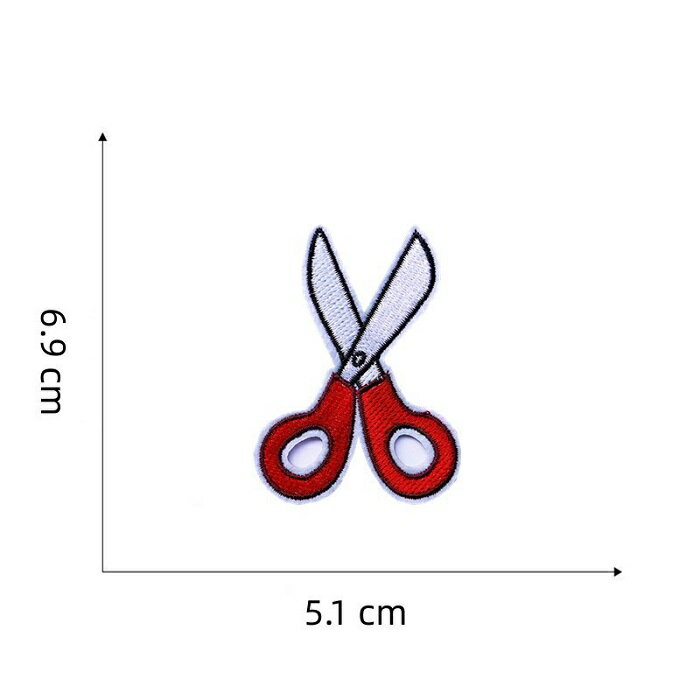 ハサミ ワッペン アップリケ アイロン対応 1枚
