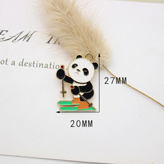 パンダ スキー チャーム ピアスパーツ アクセサリーパーツ 1個