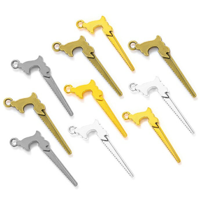 鋸 ノコギリ チャーム ミニチュア ピアスパーツ アクセサリーパーツ 入学 入園 1個入り