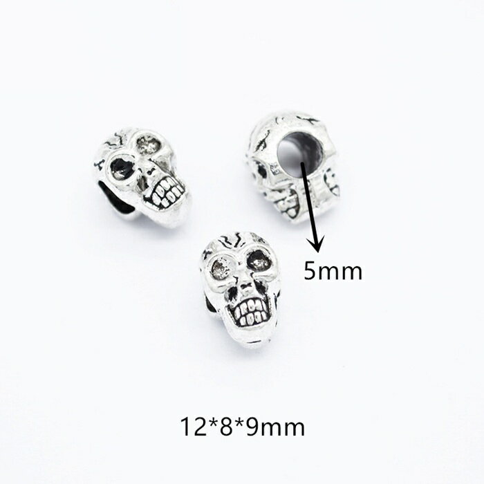 ドクロ 髑髏 ロンデル ブレスレット ネックレス アクセサリーパーツ 入学 入園 1個入り