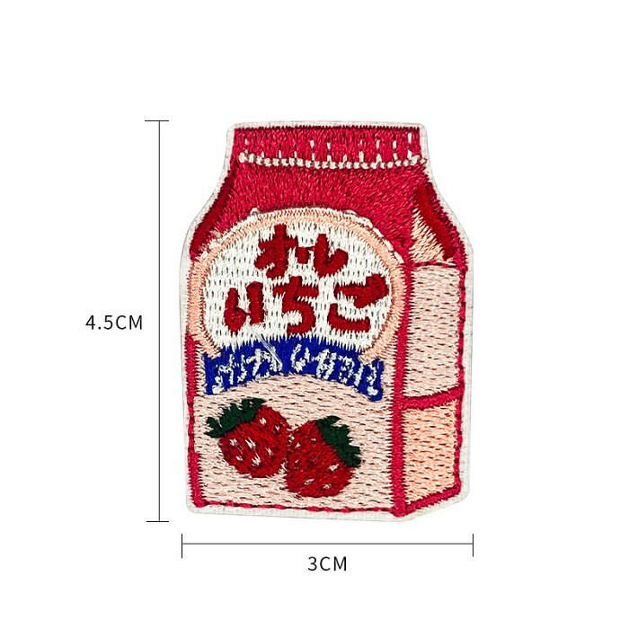 いちごオレ ジュース 飲料 ワッペン アップリケ 1枚