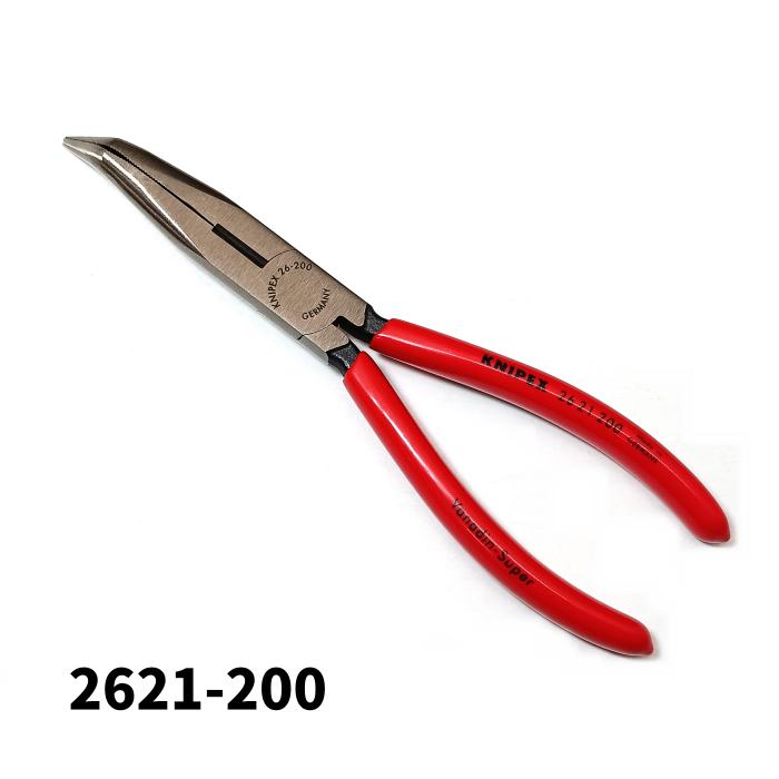 KNIPEX クニペックス 2621-200 カッター付き 平丸型プライヤー 200mm くちばし型プライヤー 中硬線 整備工具 ハンドツール 2621-200...