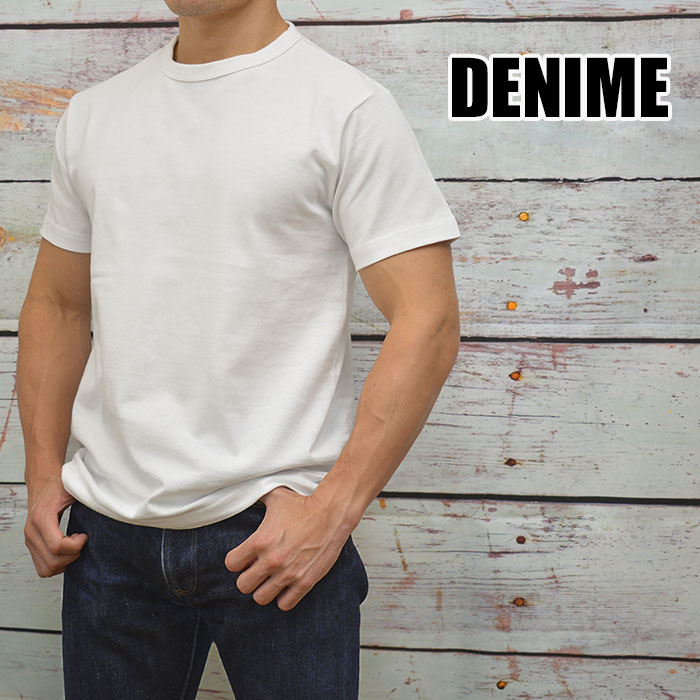 DENIME ドゥニーム DP12-008 半袖 無地 丸胴編みボディ スーパーヘビー クルーネックTシャツ ホワイト