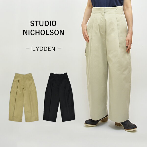 STUDIO NICHOLSON スタジオニコルソン LYDDEN PEACHED COTTON TWILL VOLUME PLEAT PANTS SNW-833 ボリュームパンツ 国内正規品 レディース