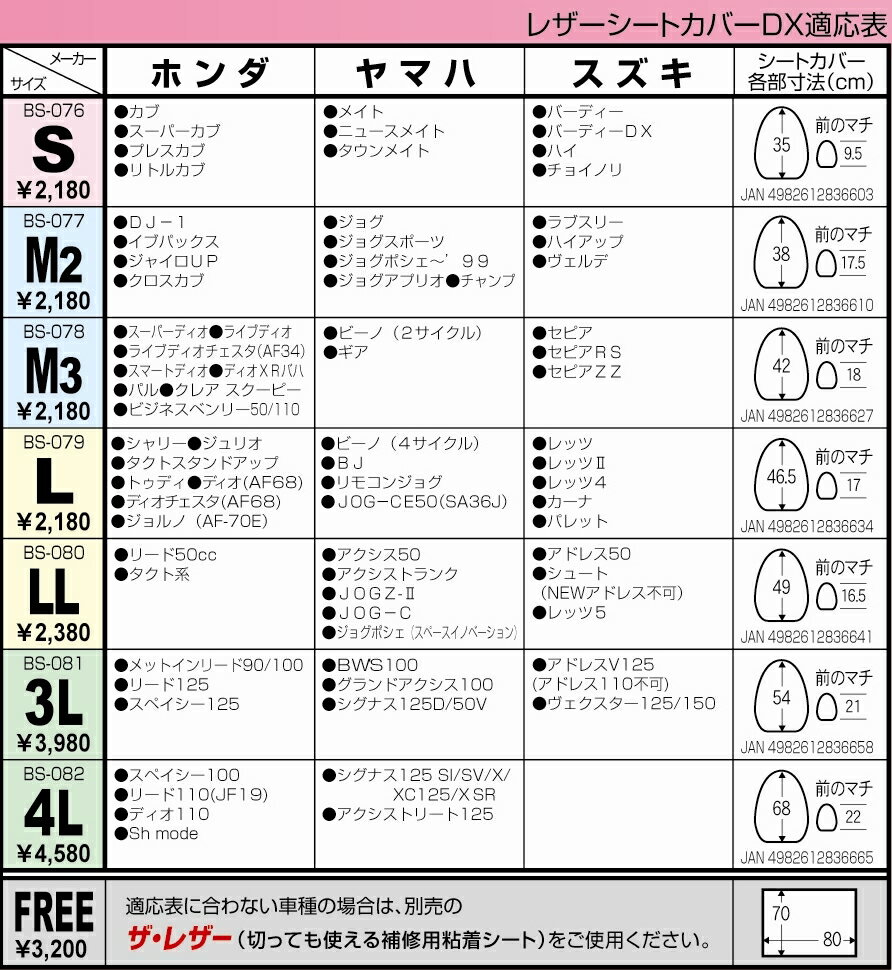 スクーター用　レザーシートカバーDX　サイズS 2