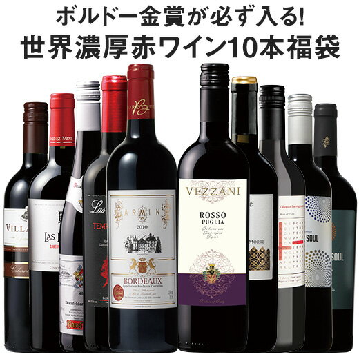 【送料無料】世界デイリーワイン赤10本福袋　赤ワイン ワインセット 　【7776084】