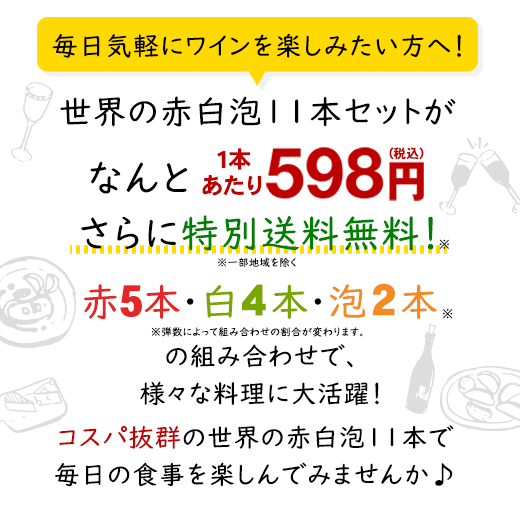 【 特別 送料無料 】 3大銘醸地入り!世界選りすぐり赤白スパークリング11本セット 第41弾 【7785760】 | 金賞 飲み比べ ワイン ワインセット wine wainn ボルドー フランス イタリア スペイン お買い得 ギフト