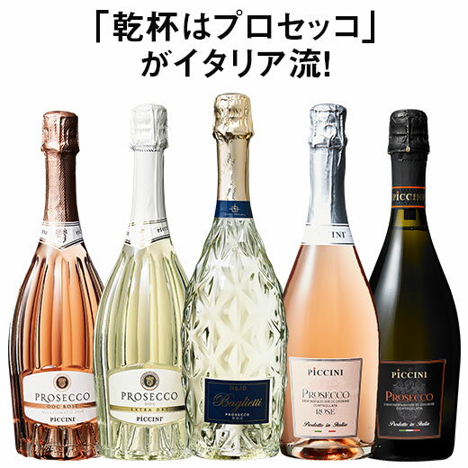 【送料無料】ダブル金賞＆高評価入り!すべてプロセッコ5本セット スパークリングワイン 辛口 ワインセット ロゼ 【7790009】