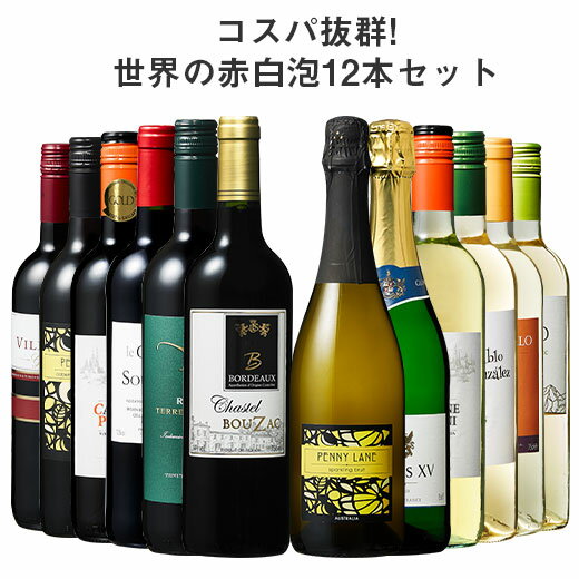 【送料無料】3大銘醸地入り!世界の選りすぐり赤・白・スパークリングワイン飲み比べ12本セット 第6弾 【7776454】 | 金賞 飲み比べ ワイン ワインセット ミックス wine wainn ボルドー フランス イタリア スペイン お買い得 ギフト