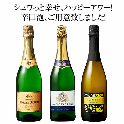 フランス金賞入り!お手軽辛口スパークリングワイン3本セット 第2弾 スパークリングワイン 辛口 ワインセット 【W01591】