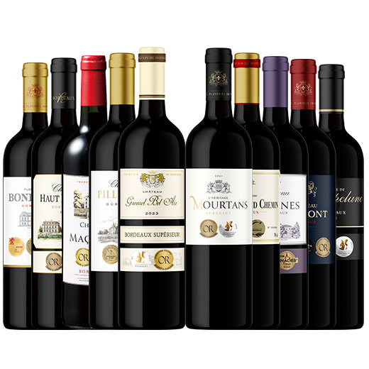 【予約限定】シリーズ最多金賞数!格上産地&4冠金賞&高評価入り!ボルドー金賞赤ワイン10本セット 【W04141】 | 金賞受賞 飲み比べ ワインセット wine wainn フルボディ お買い得 パーティー ギフト 送料無料 ※11月中旬〜12月下旬お届け予定