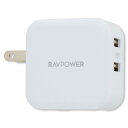 【新品未開封品】RAVPower USB充電器 2ポート 24W アダプタ USB コンセント ACアダプタ PSE認証済み 急速充電器 4.8A (2.4Ax2) ホワイト RP-UC11