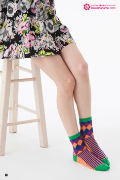 【Best Beauty】 ダイヤ柄 クルーソックス (ロークルー丈) 柄タイツ 柄 シアータイツ ストッキング タイツ レディース stocking tights ladies