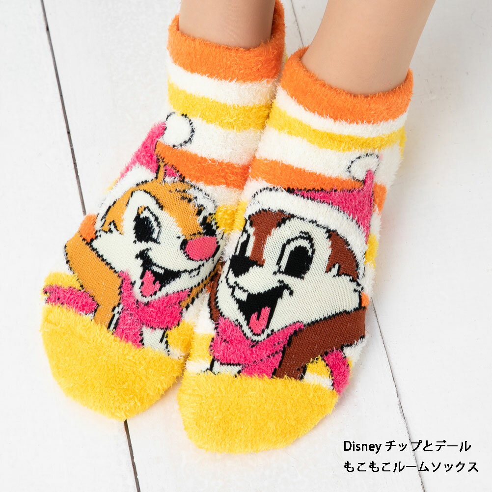 ディズニー もこもこソックス チップ＆デール ボーダー (23-25cm) レディース ルームソックス キャラクター くるぶし丈 靴下 Disney Chip 'n daleのサムネイル