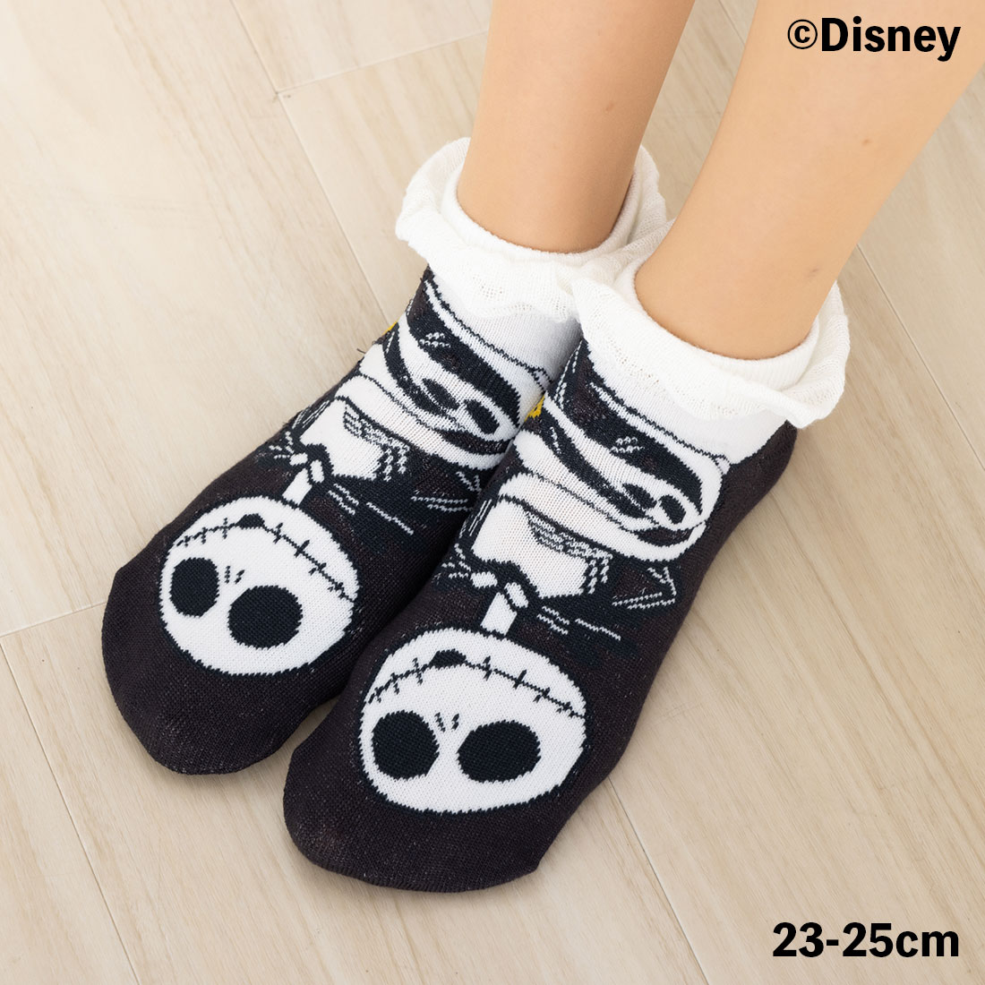 ジャックとゼロ パペット スニーカー丈ソックス 23-25cm レディース 靴下 ディズニー ナイトメアー・ビフォア・クリスマス fk-309-23h8-098