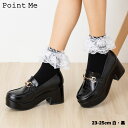 Point Me 2段レース クルーソックス 白 黒 全4種 23-25cm レディース 靴下 kw-3017
