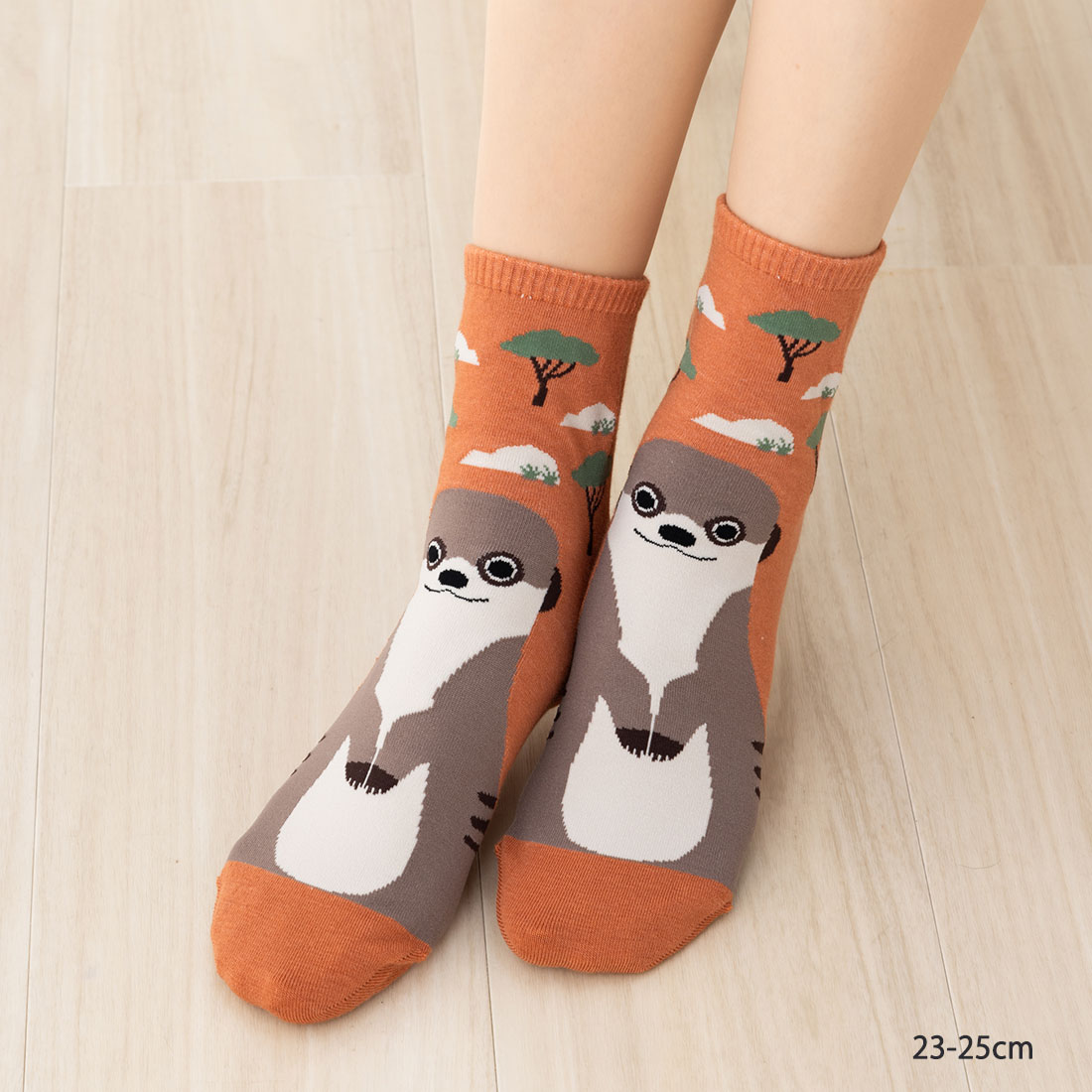 アニマル ミーアキャット スニーカー丈ソックス 23-25cm レディース 靴下 動物 as-8e21014
