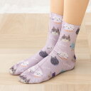 プリントソックス カラフルネコフェイス柄 クルー丈 23-25cm レディース 靴下 STREAM as-9y71013