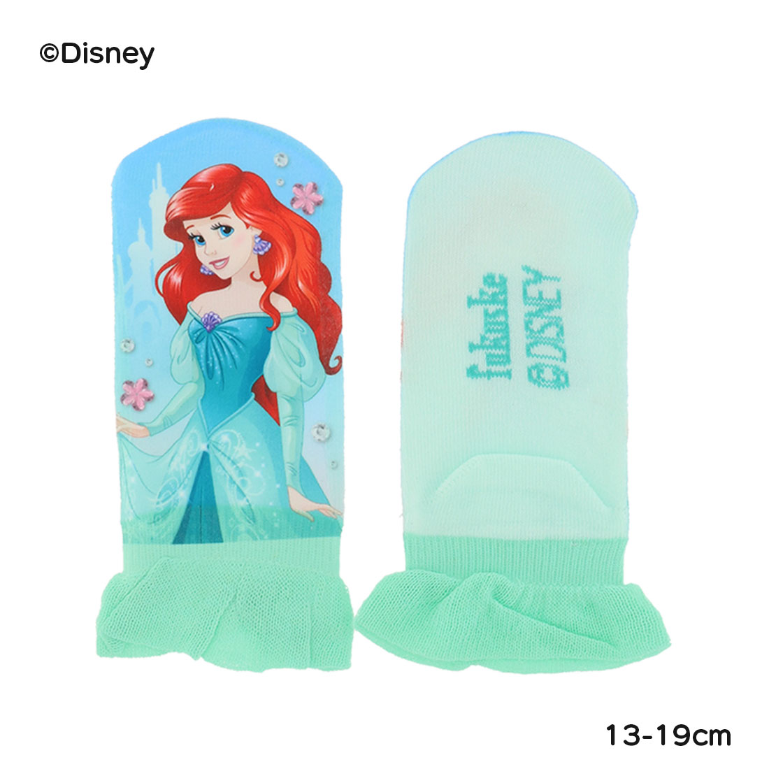 【キッズ13-19cm】アリエル プリント ソックス スニーカー丈 13-19cm 子供用 靴下 ディズニー リトル・マーメイド アリエル 福助 fk-308-15j2-630