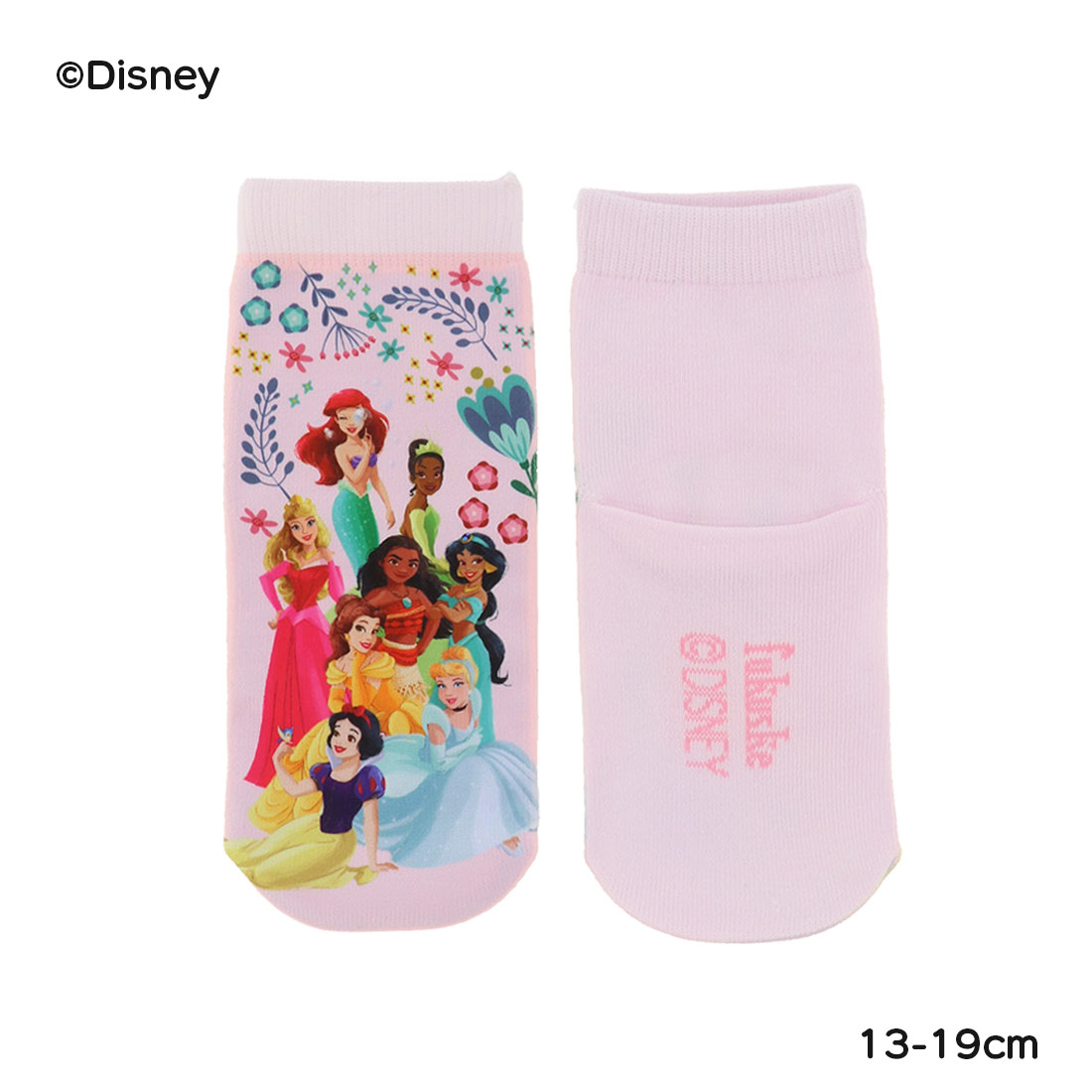 【キッズ13-19cm】ディズニープリンセス プリント スニーカー丈ソックス 13-19cm 子供用 靴下 ディズニープリンセス 福助 fk-308-15j4-180