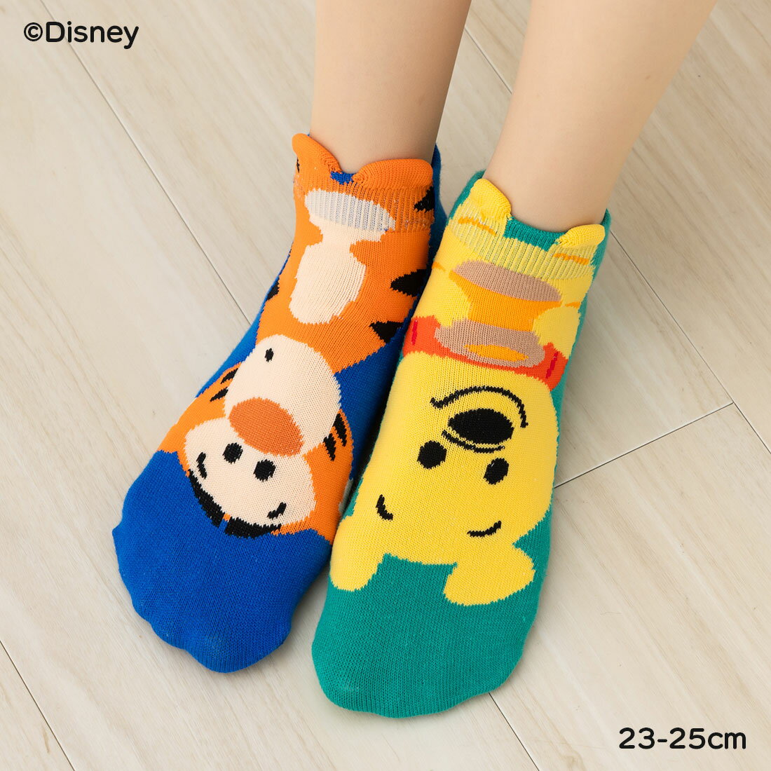 プーさんとティガー パペットソックス 左右柄違い パペット スニーカー丈 23-25cm レディース 靴下 く..