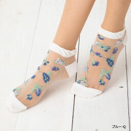 花畑 ロークルーソックス 子鹿タグ シースルー (23-24cm)(全4色) 靴下 レディース シャン・ドゥ・フルール