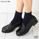 Point Me スクールソックス 13cm丈 ゆり紋章 ワンポイント刺繍 23-25cm (紺・黒) 靴下 レディース kw-sc-02