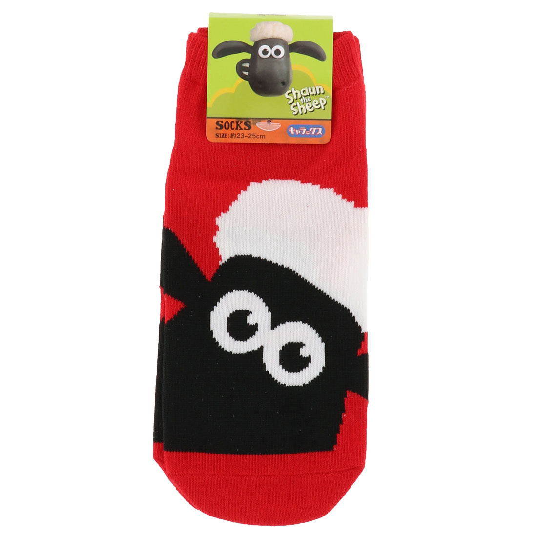 ひつじのショーン スニーカー丈ソックス ショーンアップ レッド 23-25cm ショートソックス レディース キャラクター 靴下 sp-thsh104j