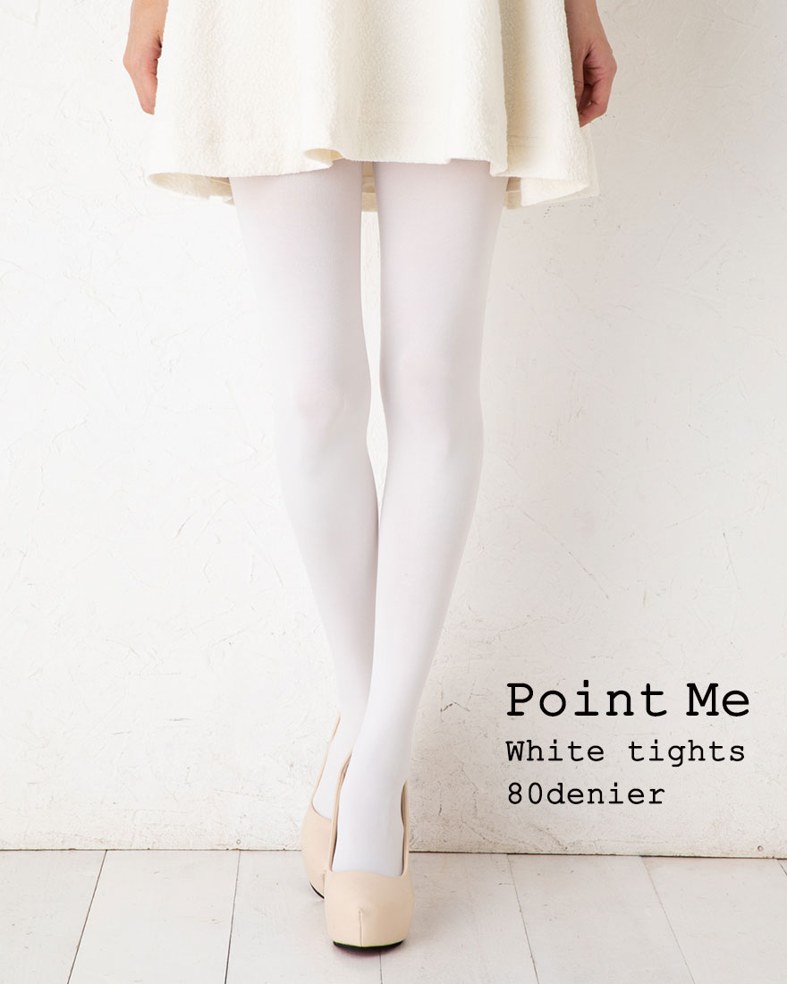 【3足セット】Point Me 白タイツ 80デニール M-L ホワイト レディース コスプレ メール便送料無料