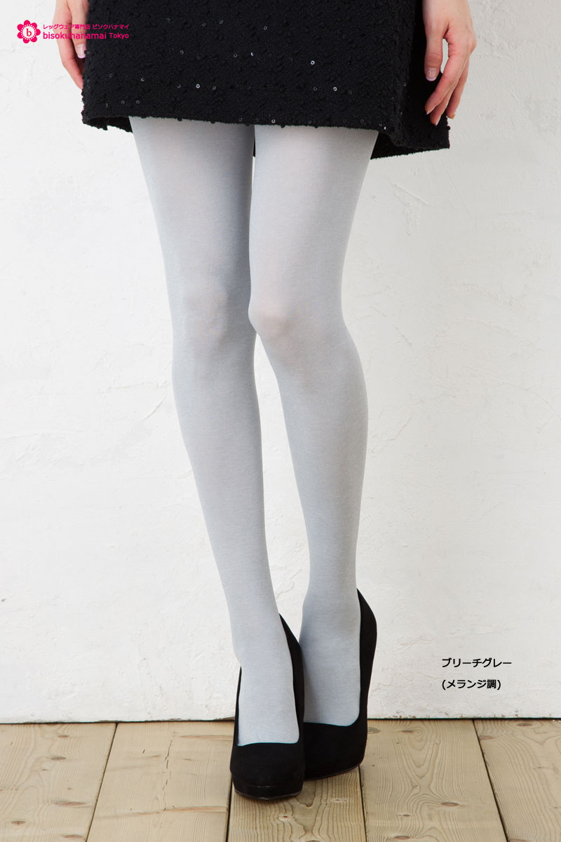 MORE メランジ ガーターストッキング 太もも丈 (全2色)(霜降り調)(日本製) ニーハイタイツ レディース stocking tights ladies