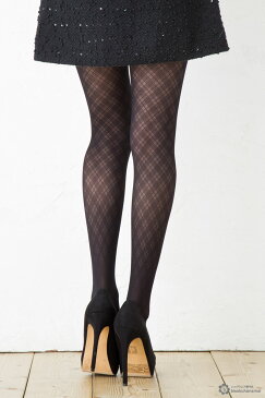 [バイアスチェック柄 タイツ] M-Lサイズ レディース ダイヤ ストッキング stockings tights ladies