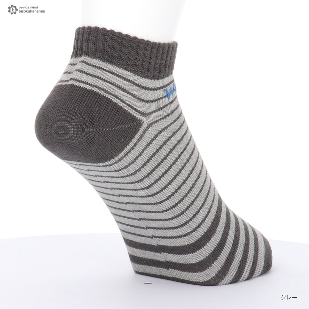 WRANGLER ボーダー柄 スニーカー丈ソックス (25-27cm) メンズ 靴下 紳士 mens socks ni-287-8033 D1PK