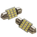 T10×31mm LED ホワイト 1216SMD×12連 6500K バルブ 白 2個 ルームランプ ナンバー灯 ラゲッジランプ カーテシランプ ルームライト ライセンスランプ 対応