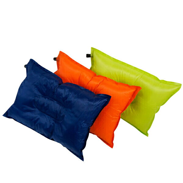 エアーピロー 枕 自然膨張式 40cm×27cm ウレタン入り 専用ポーチ付 高さ調整 3色 ブルー ...