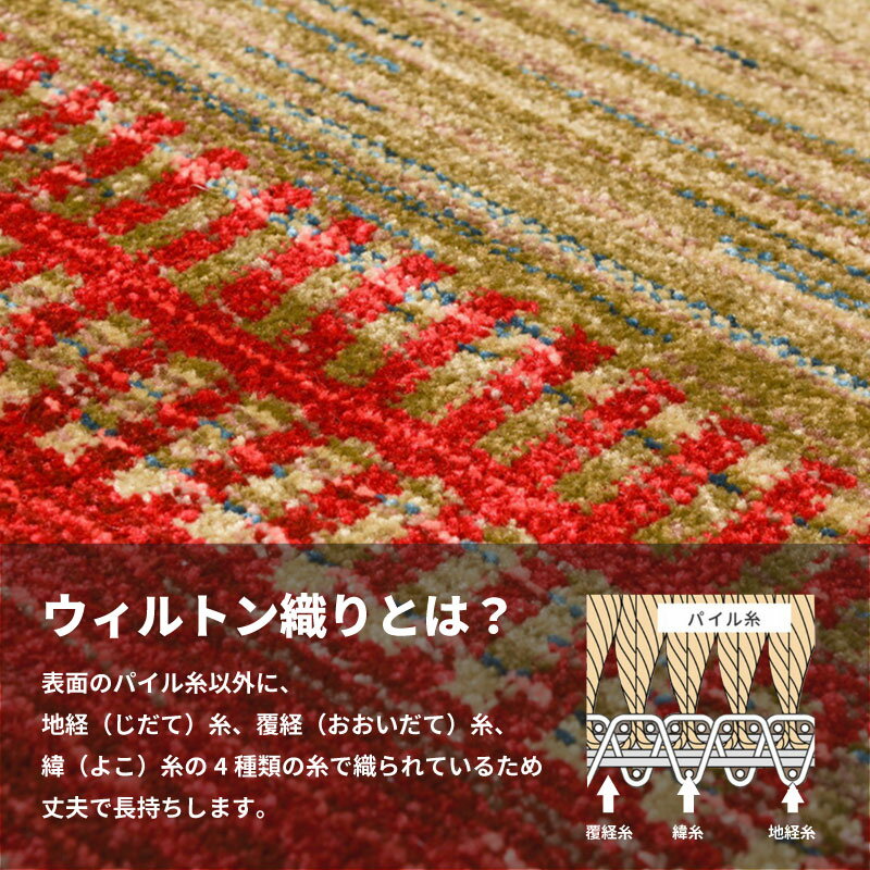 ラグ ラグマット カーペット 絨毯 トルコ製 ウィルトン織り 160×225cm おしゃれ アジアン エスニック ホットカーペット対応 床暖房対応 [3]