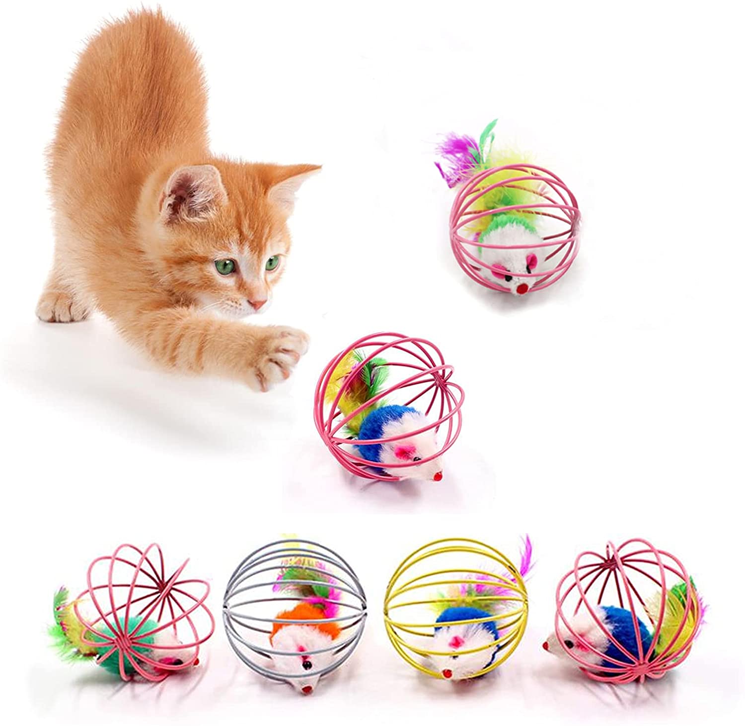 猫 おもちゃネズミ ボール 猫おもちゃ ネコ おもちゃ ぬいぐるみ 猫のおもちゃ ねずみ 猫遊び ペット用品（6個セット ）