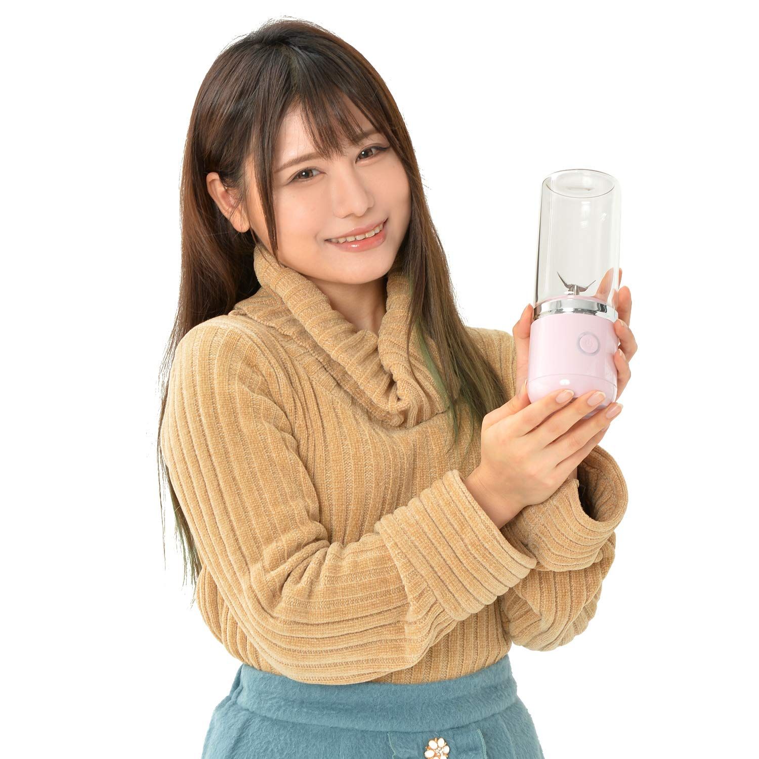 ミキサー ジューサー 小型 スムージー 氷も砕ける 蓋付き USB充電式 コードレス ブレンダー 280ml ホワ..